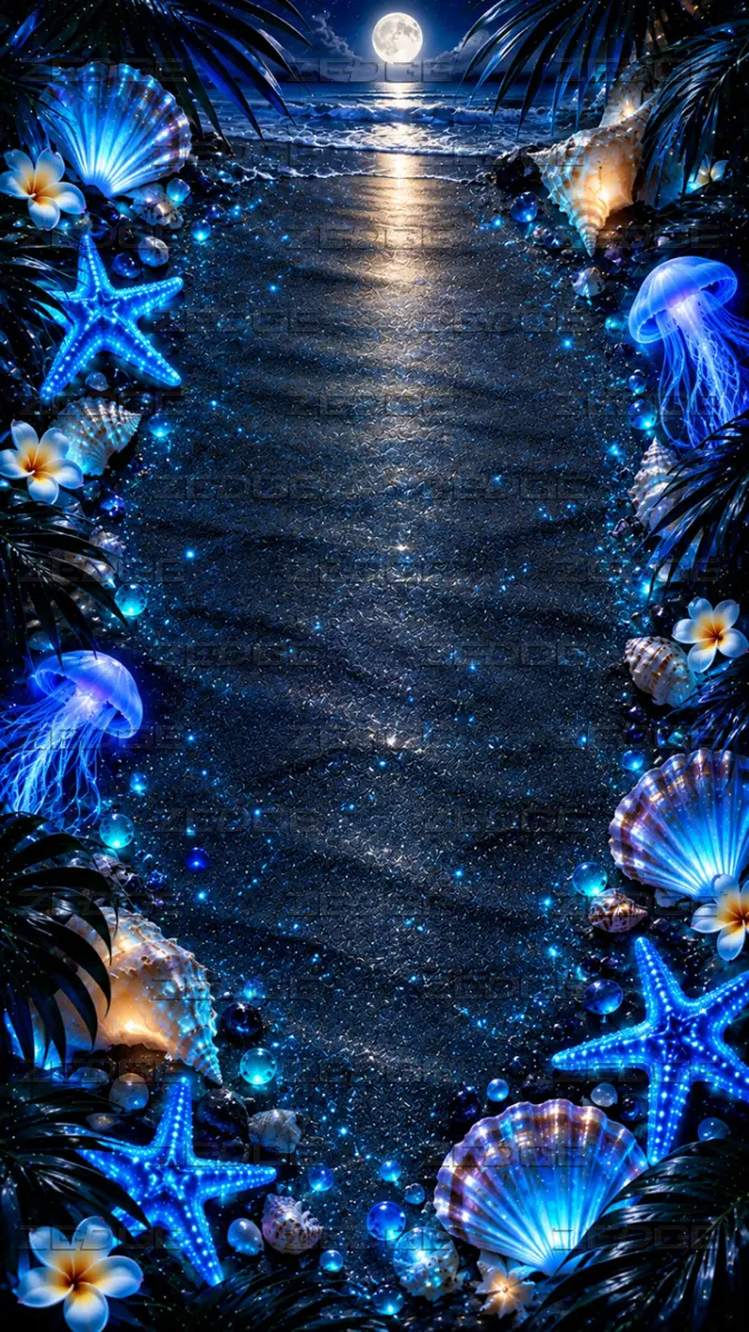 674x1198 Midnight Tropical Beach wallpaper