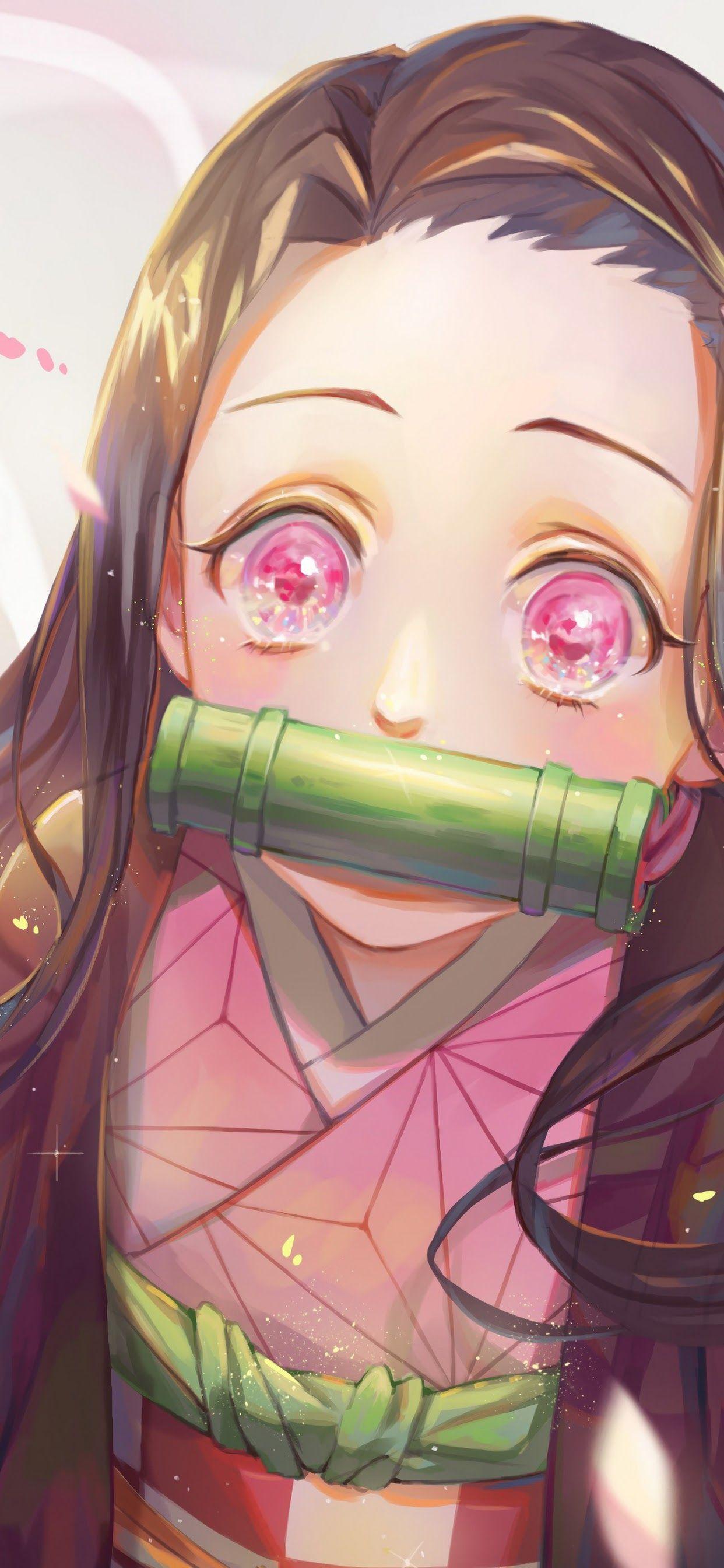 1242x2688 Nezuko Kamado Kimetsu no Yaiba 4K Wallpaper