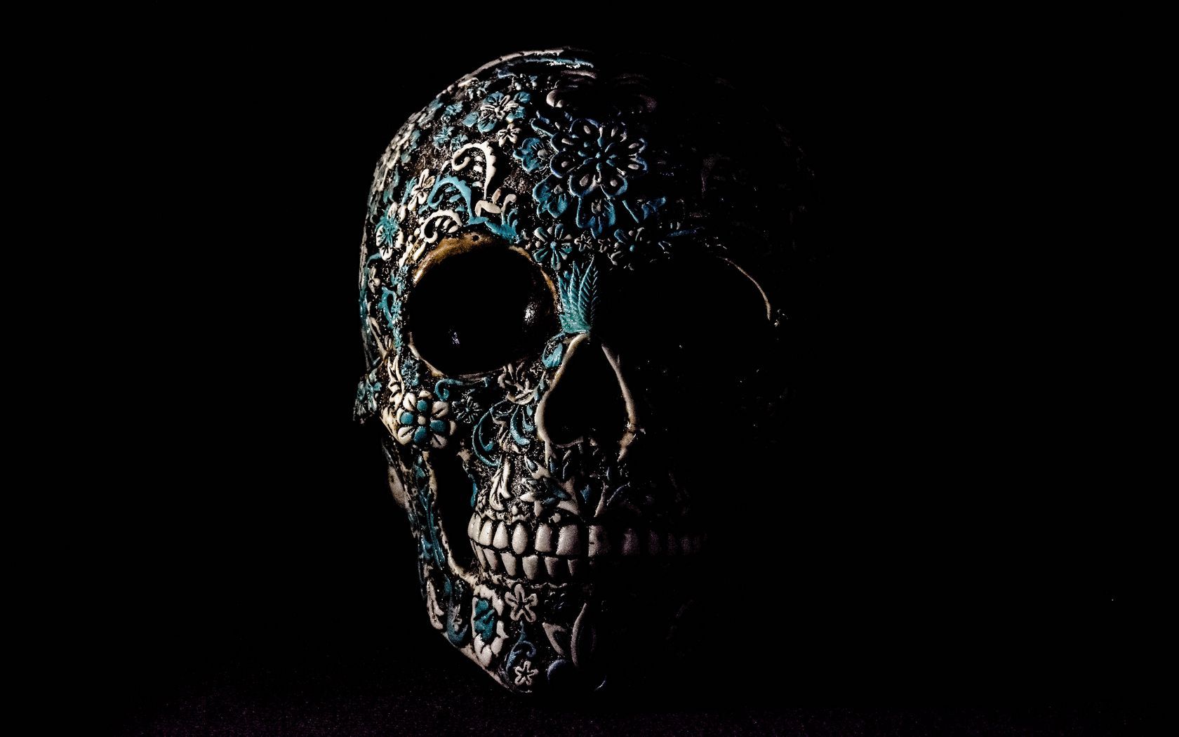 1680x1050 Download wallpaper 1680x1050 skull, dark, patterns, bones widescreen 16:10 HD background