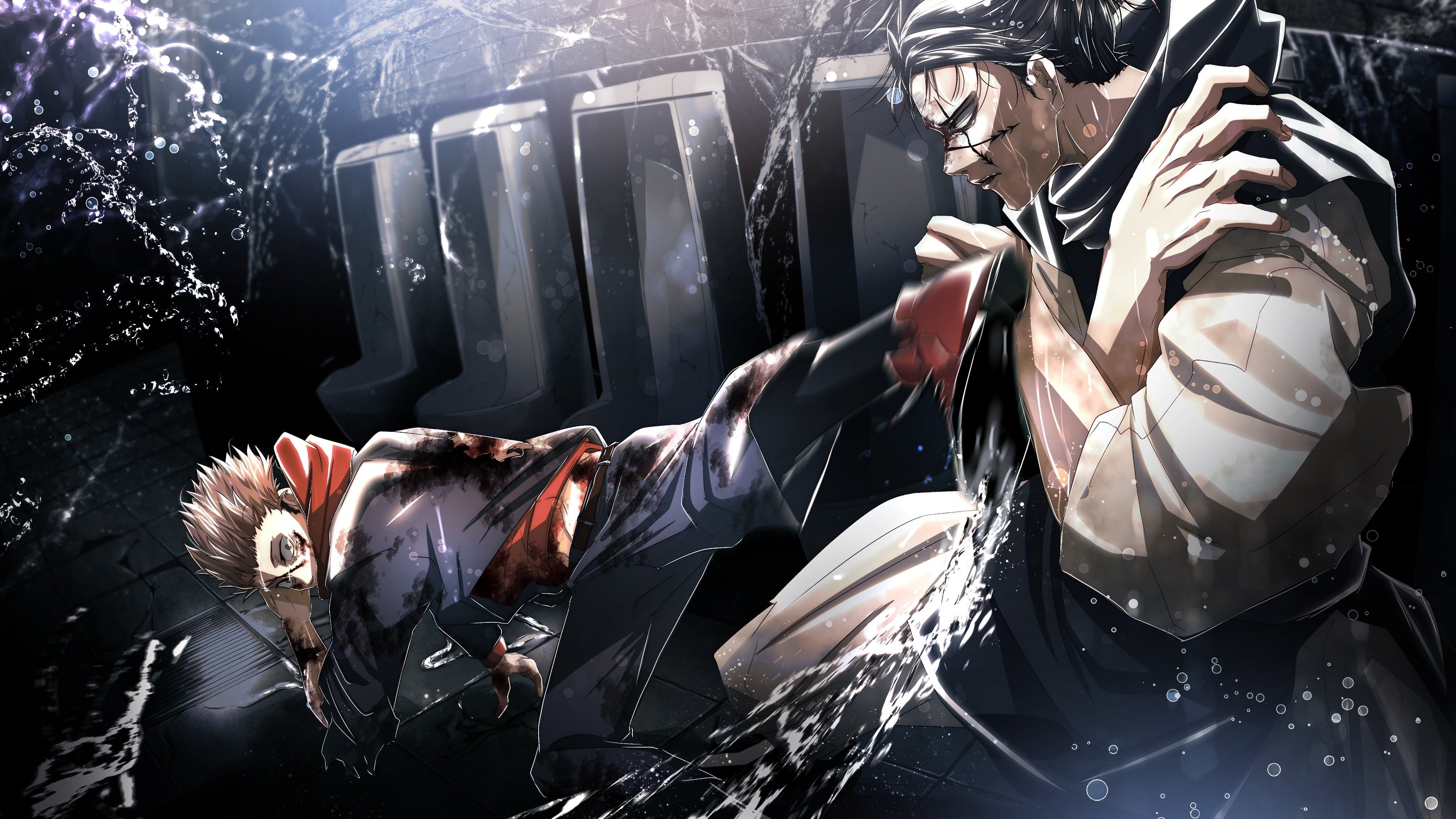 4096x2304 Jujutsu Kaisen Showdown: Yuji Itadori vs. MahitoK Ultra HD Wallpaper by 光鶴x2304