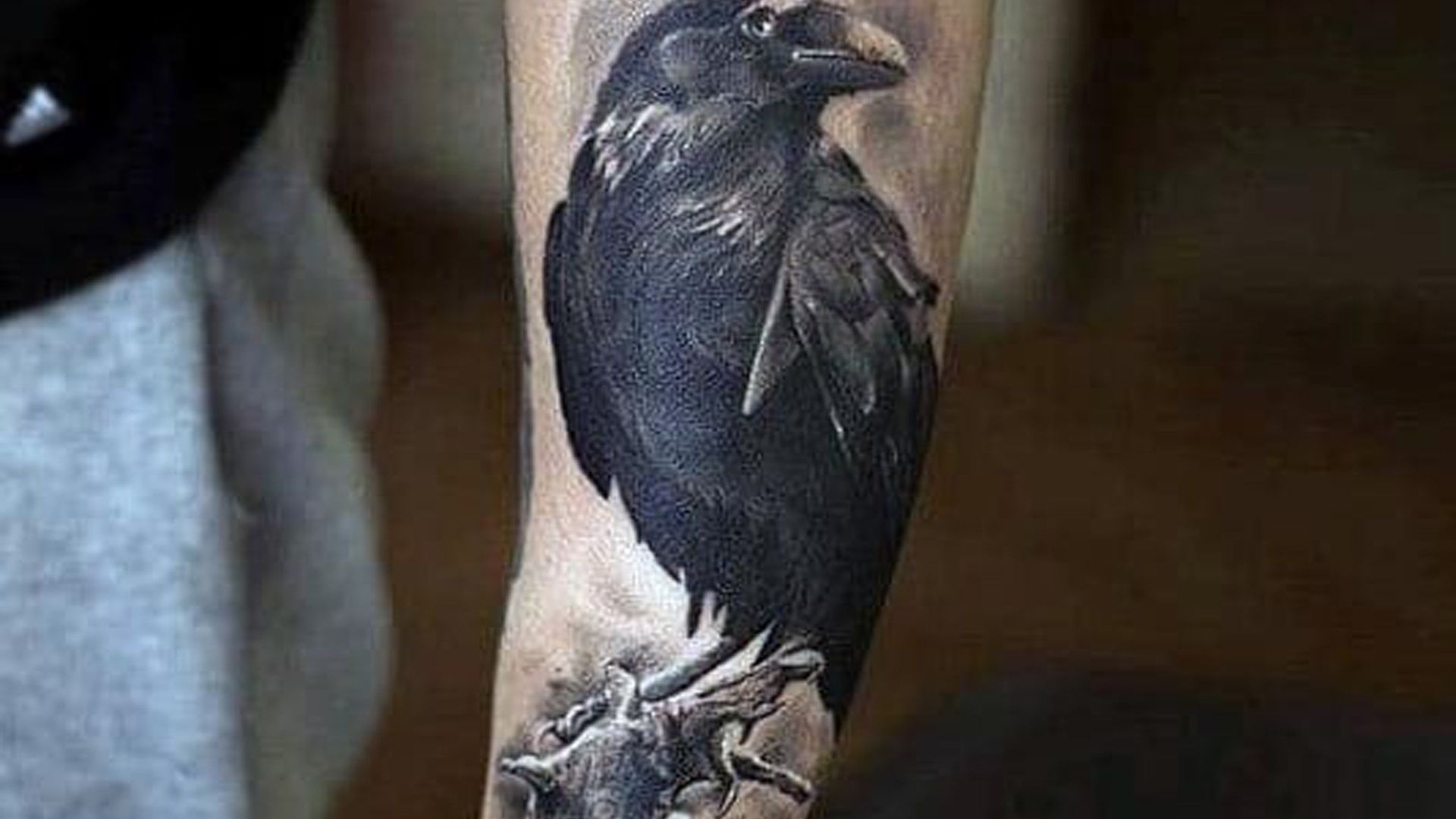 1920x1080 Raven Perched Tattoo On Forearms For Men HD Tattoo For Men Wallpaper