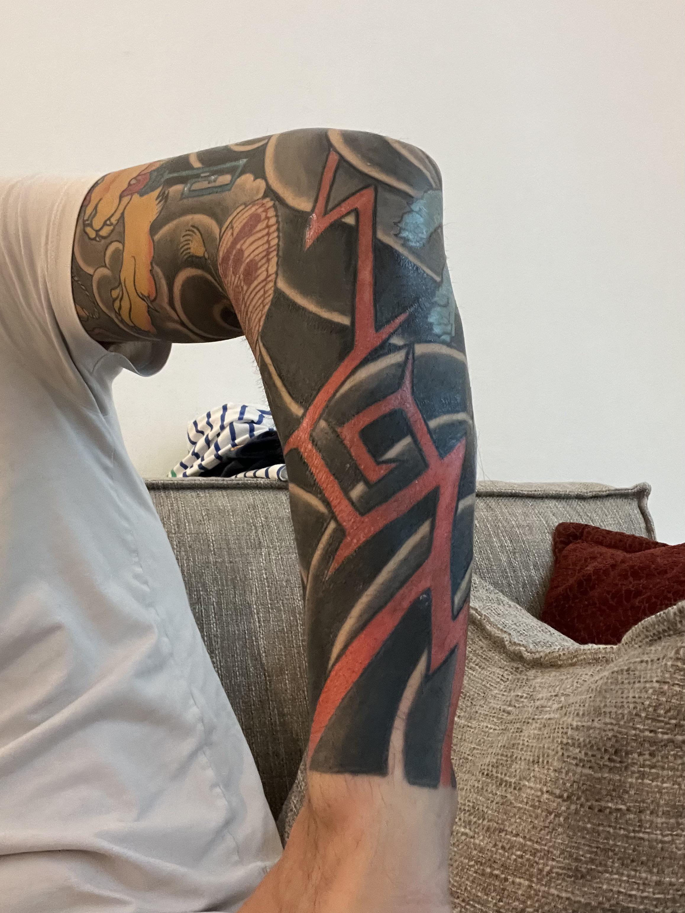 2316x3088 Need advice: I started a full sleeve and the forearm background looks like a mess