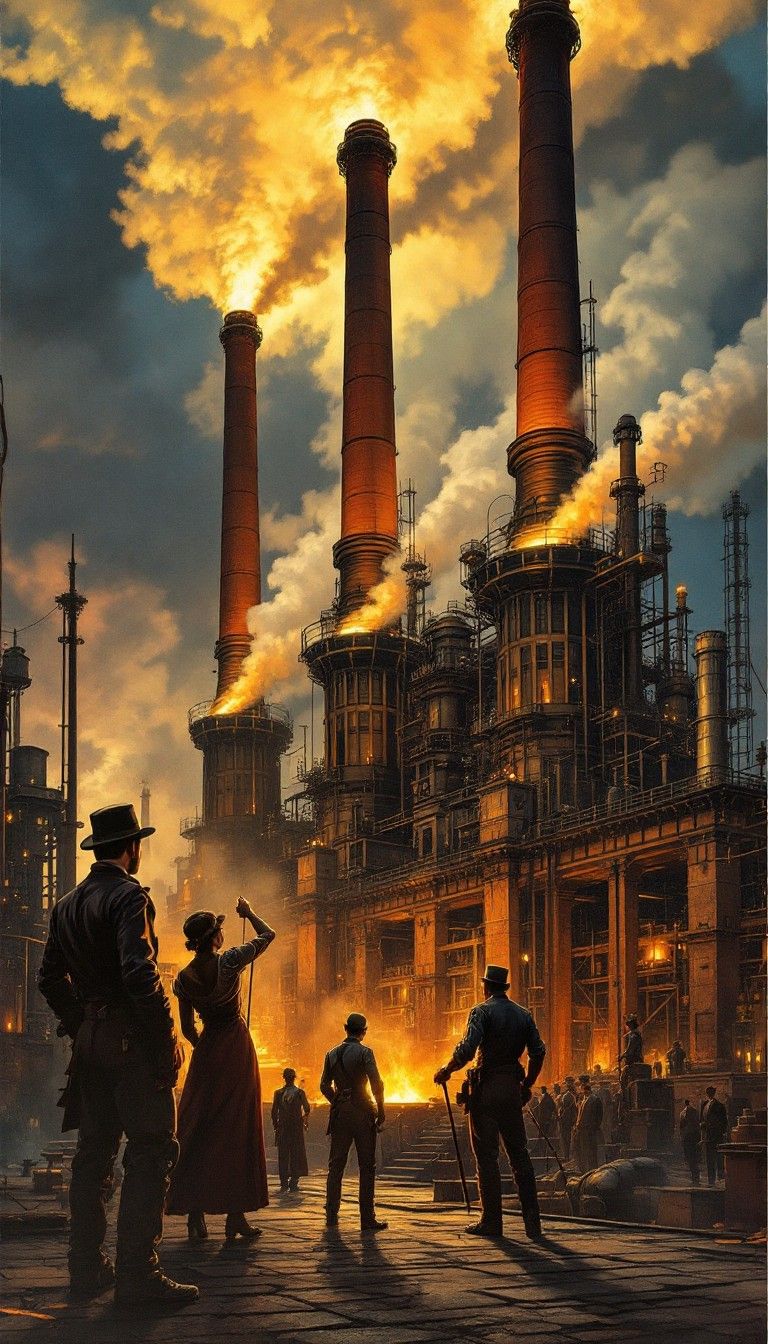 768x1344 Download Industrial Giants Rise Image, Factory, Smokestacks