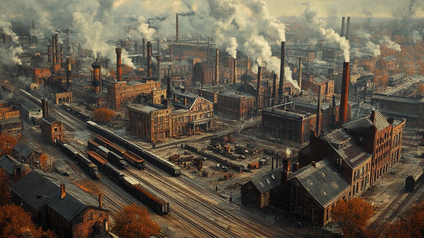 1456x816 Download Industrial cityscape view Image, Cityscape, Factories