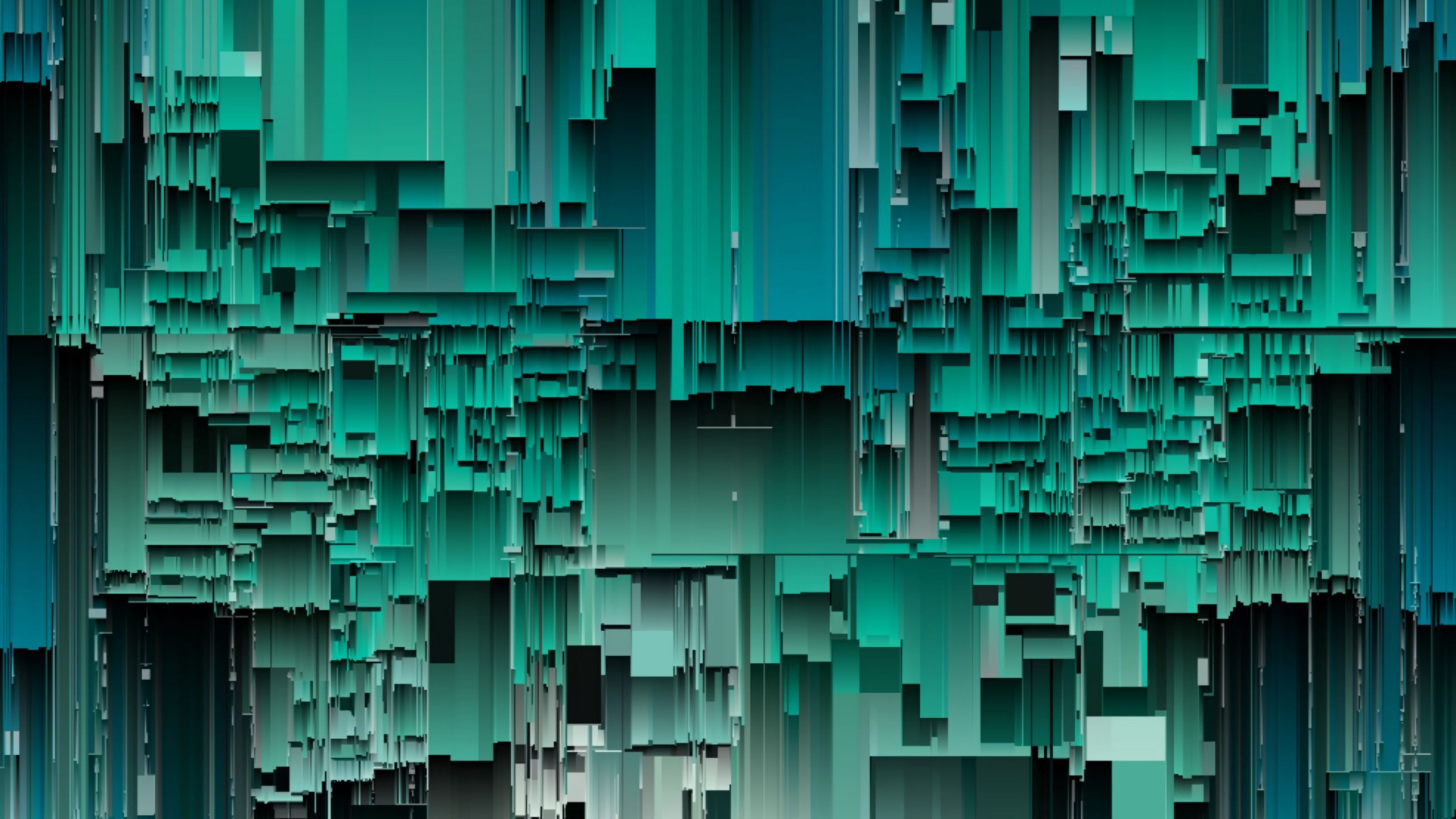 2560x1440 Teal Green Glitch Abstraction HD Abstract Wallpaper