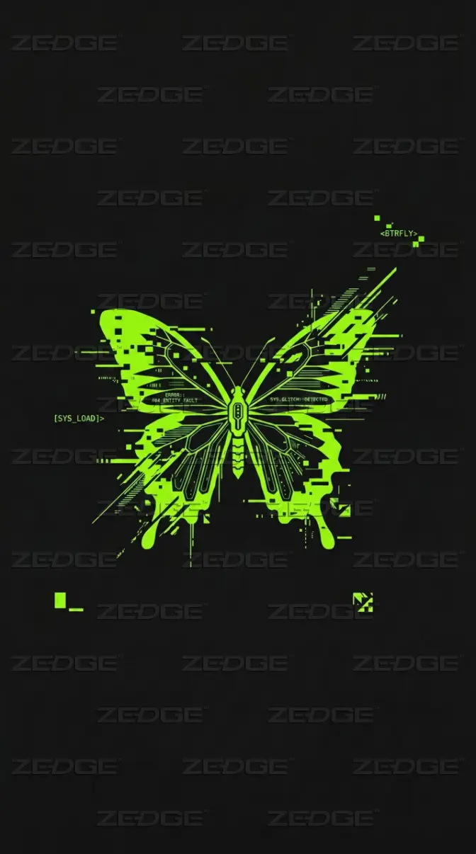672x1206 Neon Green Glitch Butterfly Dark Aesthetic 4K wallpaper
