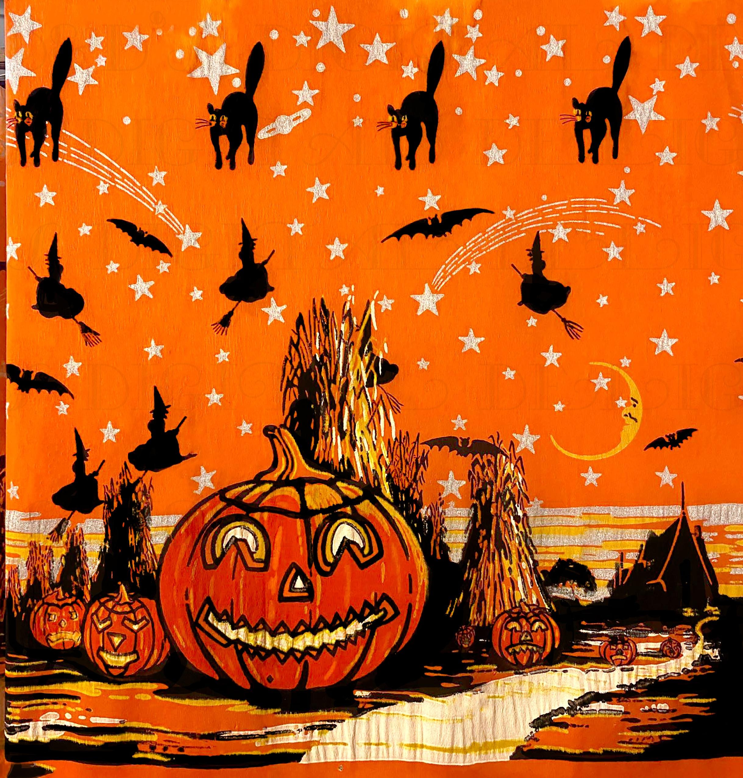2438x2550 Vintage Halloween Crepe Paper Illustration: Printable All Hallow's Eve Art (digital Download)