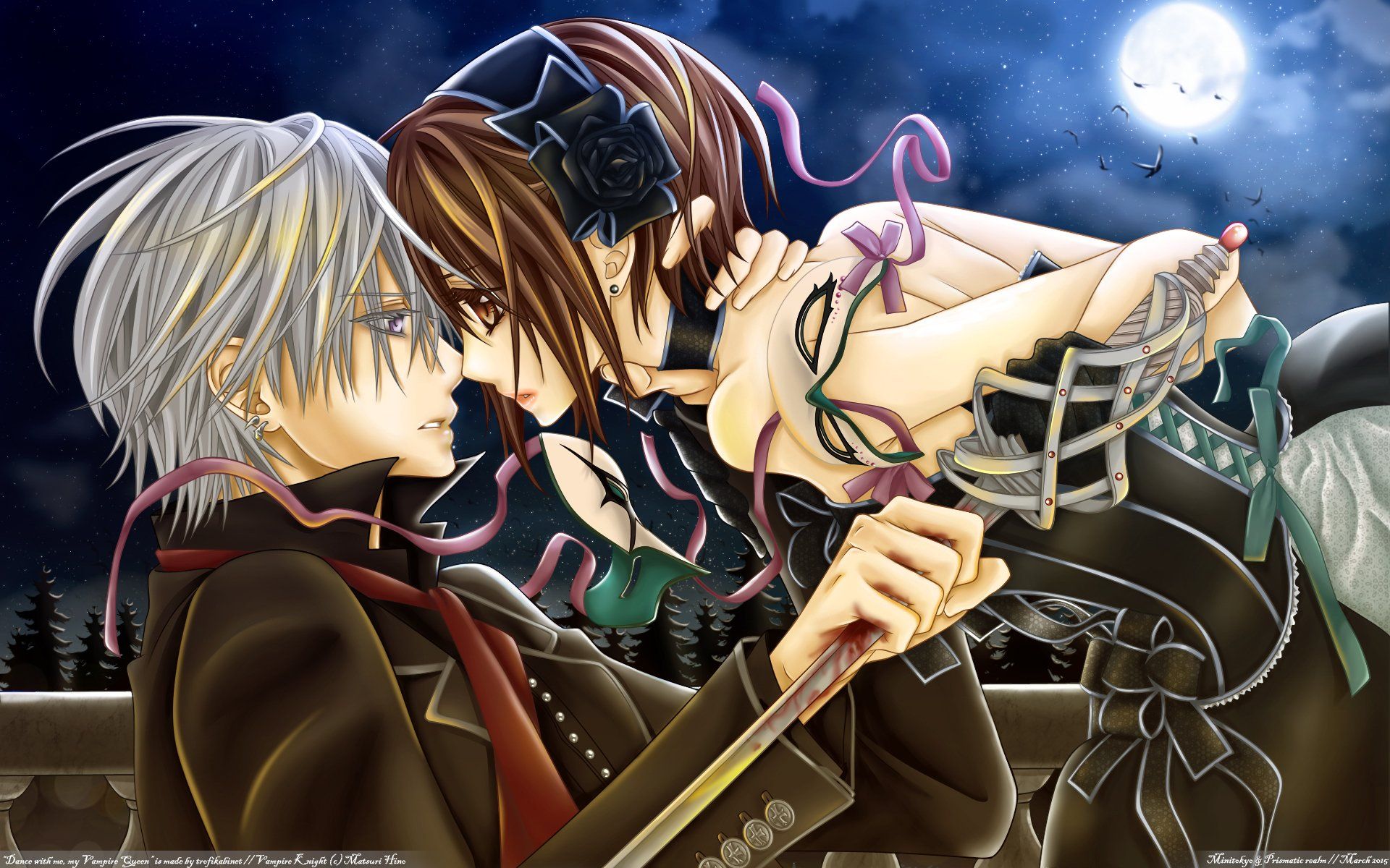 1920x1200 Vampire Knight Night: Yuki Cross and Zero Kiryu's Swordbound Destiny