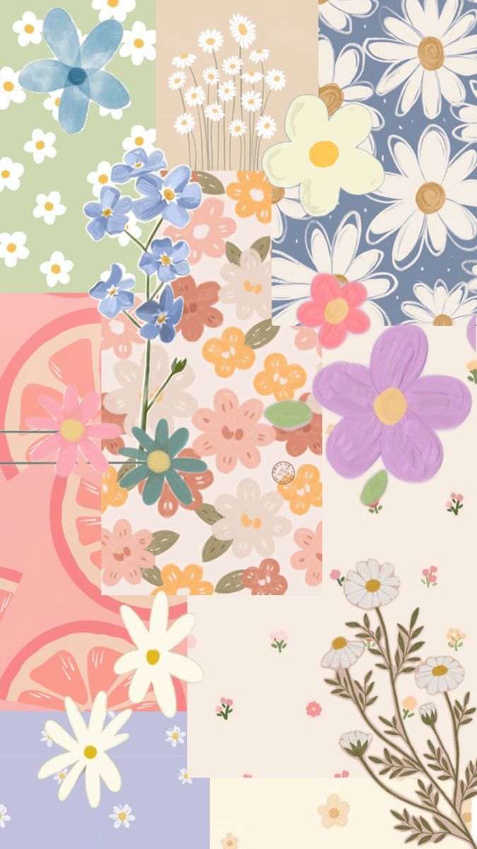 675x1200 Simple Flower Drawing. Simple flower drawing wallpaper, Aesthetic flower drawing wallpaper, Pastel flower collage