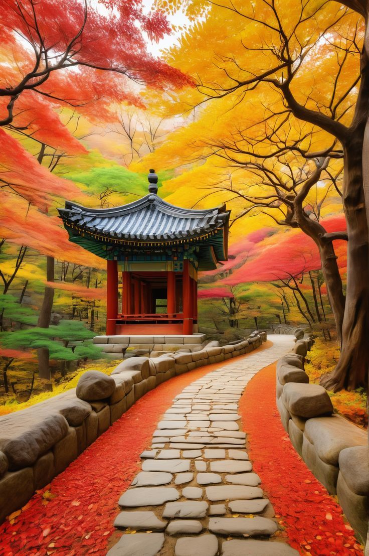 736x1108 Korean Fall 4K Wallpaper National Park in 4K: Vibrant Korean Autumn