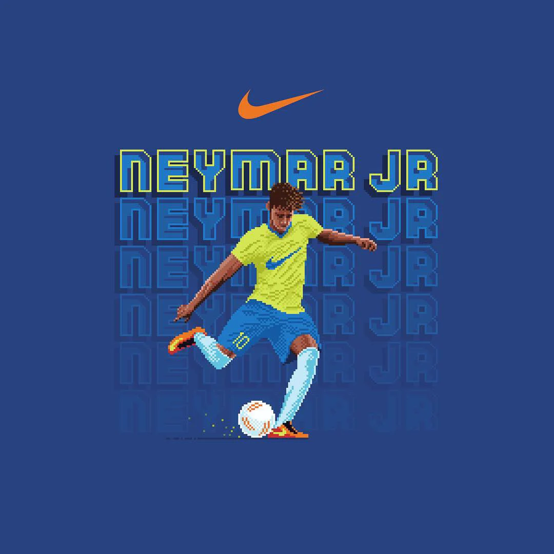 1080x1080 Pixel Hall of Fame on X: Neymar Jr! Here's another one I did for Nike last year. #pixel #pixels #pixelart bitart bit #retrogaming #neymar #neymarjr #football #soccer #nike #nikefootball #nikesoccer #pixelhalloffame