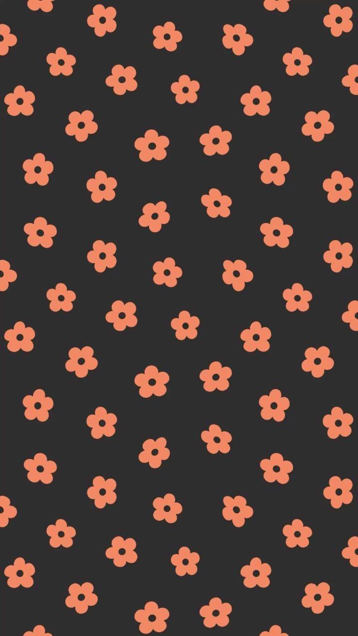 736x1308 Y2K Orange Black Floral Pattern, iPhone Wallpaper