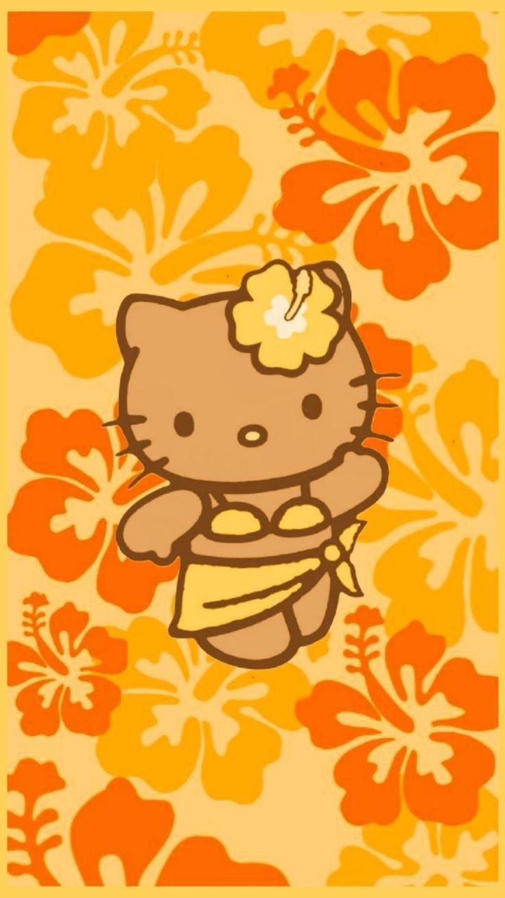 736x1308 Hello kitty wallpaper tropical. Summer aesthetic picture for phone backrounds, Aesthetic hawaiian wallpaper, Orange y2k wallpaper