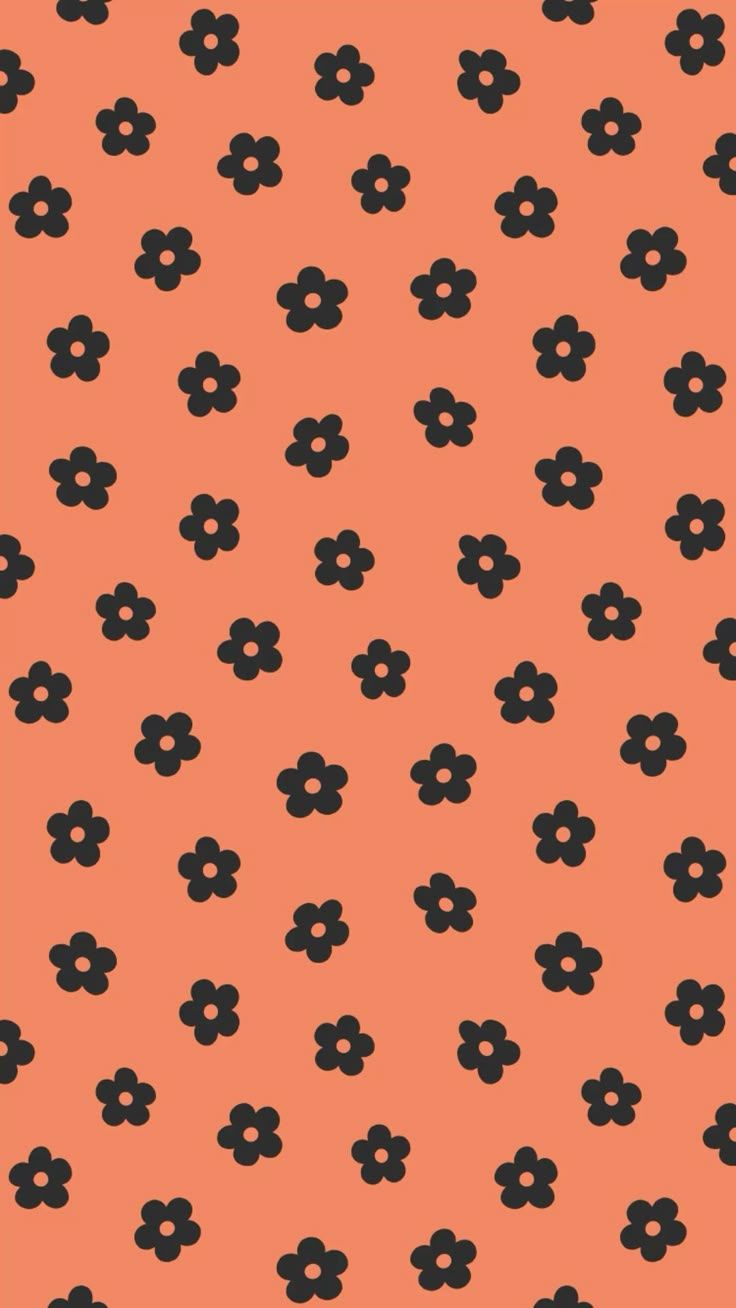 736x1308 Y2K Black Orange Floral Pattern, iPhone Wallpaper
