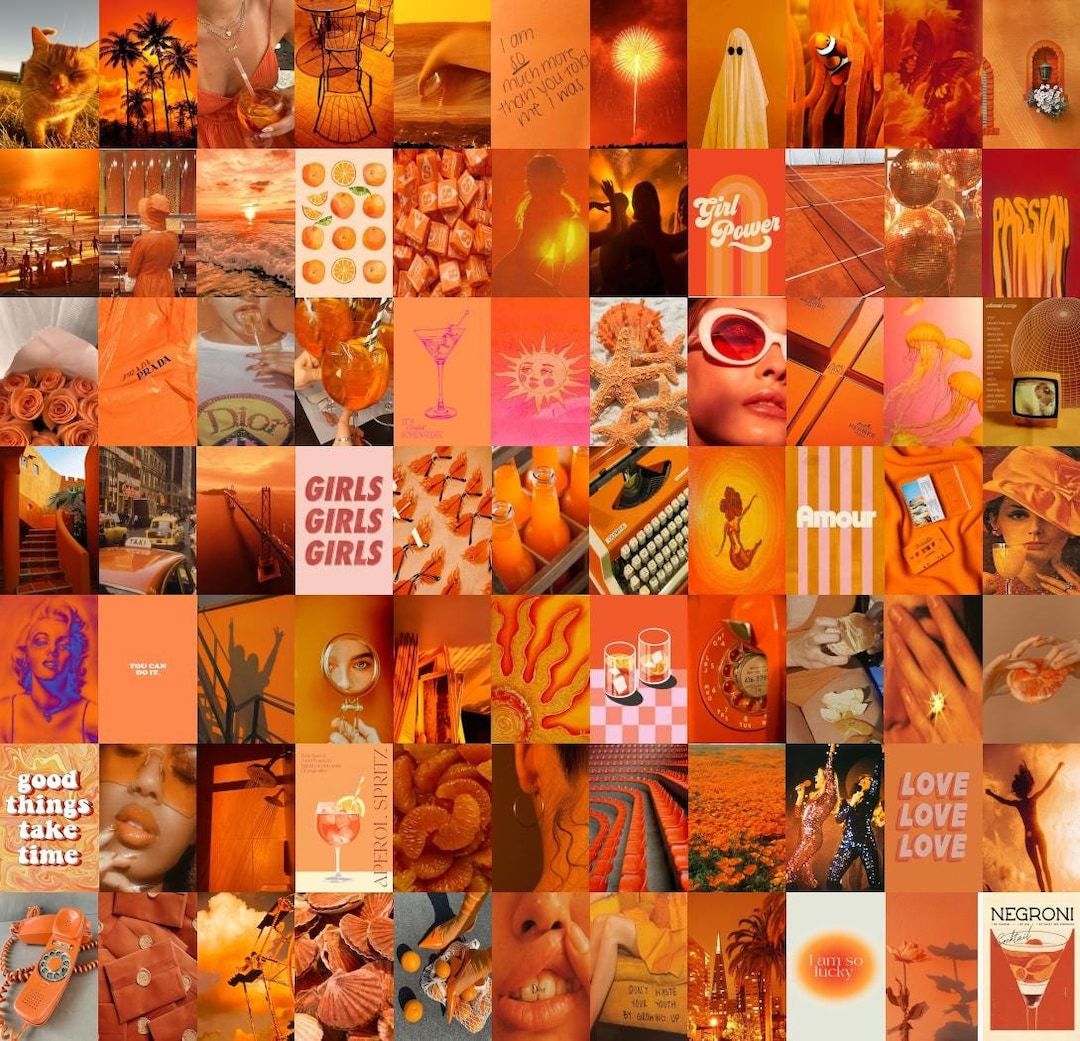 1080x1041 Orange Aesthetic Wall Collage Kit Wall Collage Prints Wall Decor Photo Collage Picture Room Decor