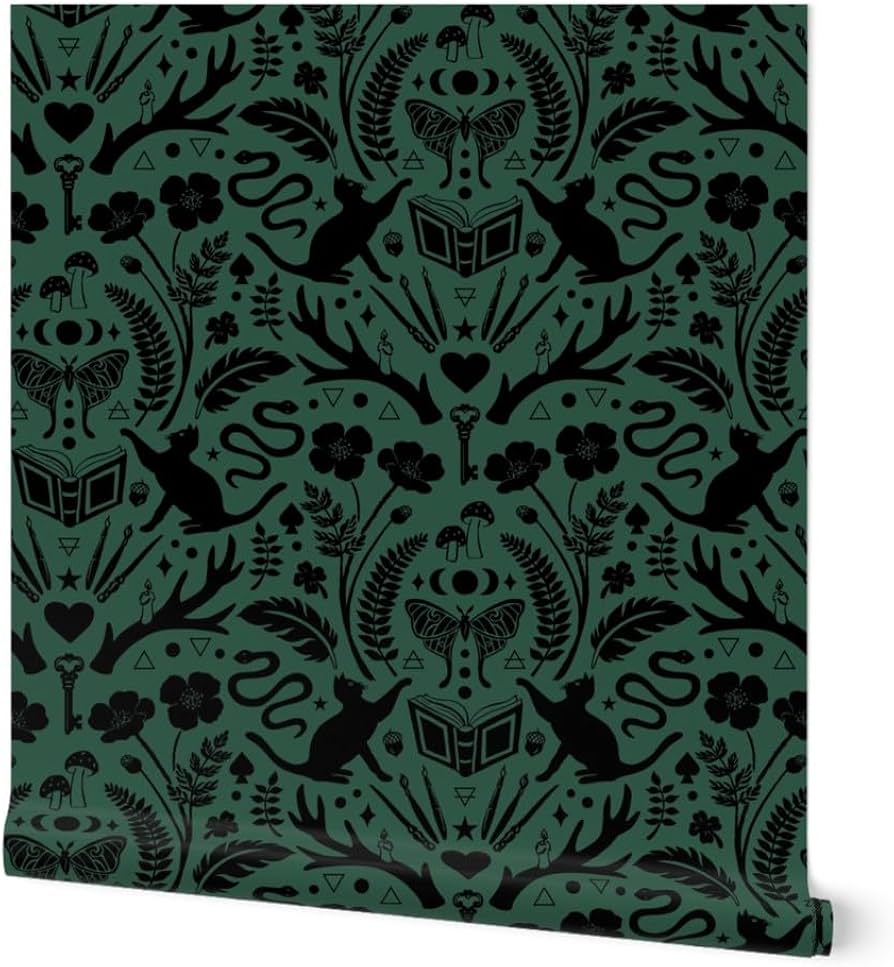894x967 Spoonflower Moody Witchy PVC Free Type II Professional Wallpaper. Sample 12 X 24. Teen Tween Skeleton Key Nature Seance. Highly Durable, Paste Required