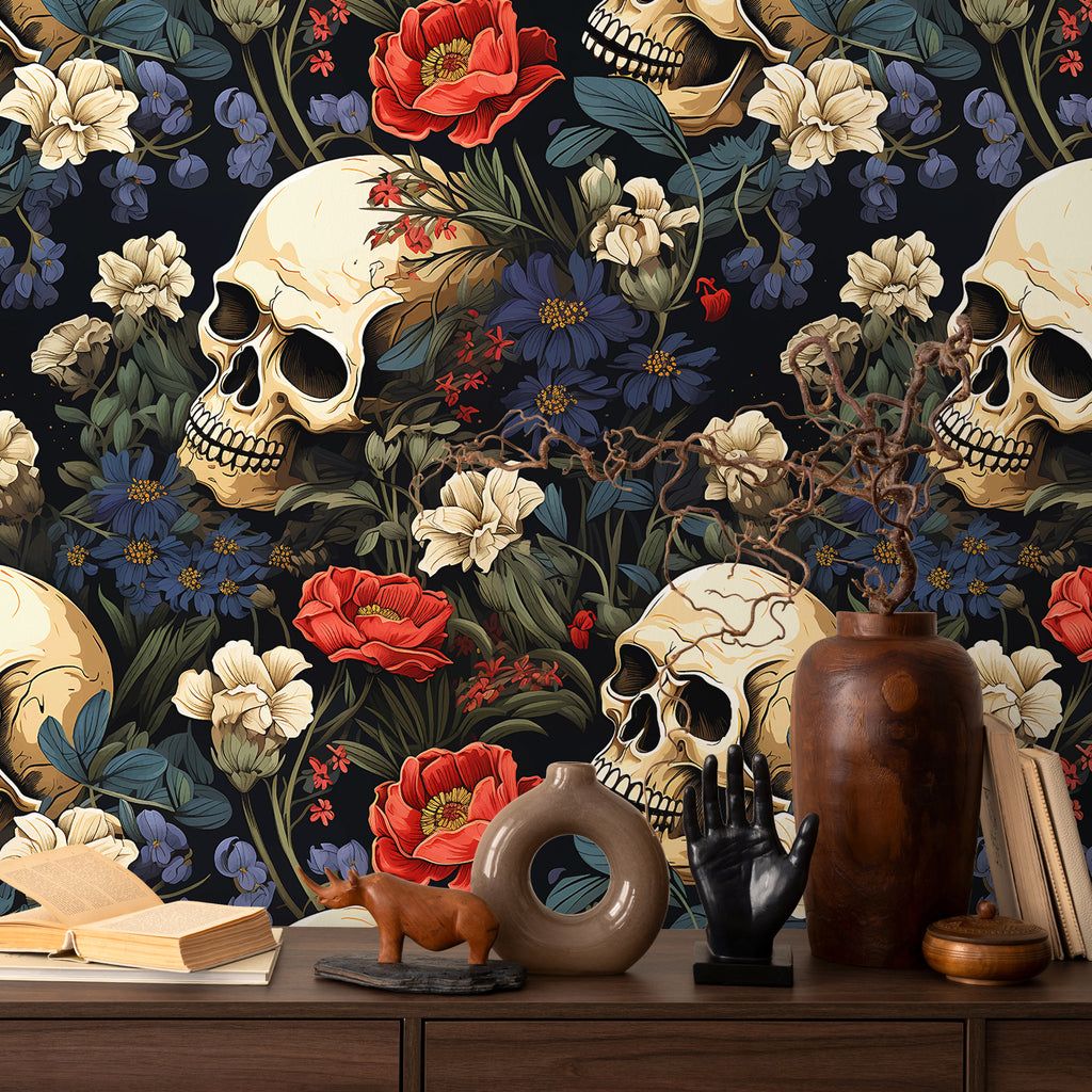 1024x1024 VEELIKE Witchy Skull Gothic Floral Wallpaper