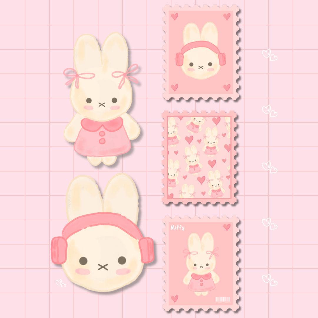 1080x1080 Miffy Bunny Clipart. Kawaii Stickers, Scrapbooking (PNG Digital Download)