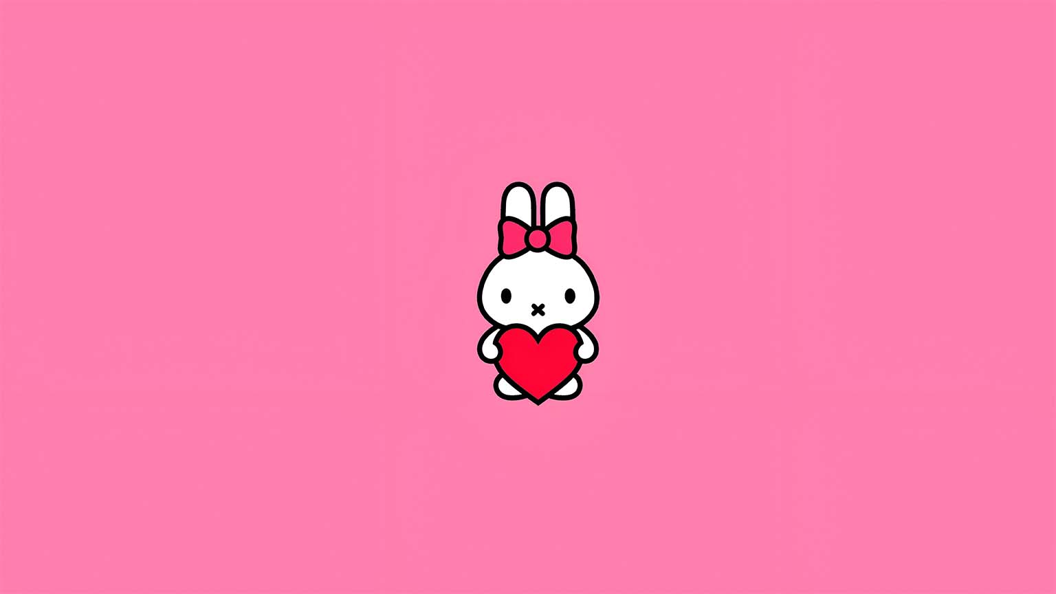 1536x864 Kawaii Miffy Heart Valentine Pink Desktop Wallpaper