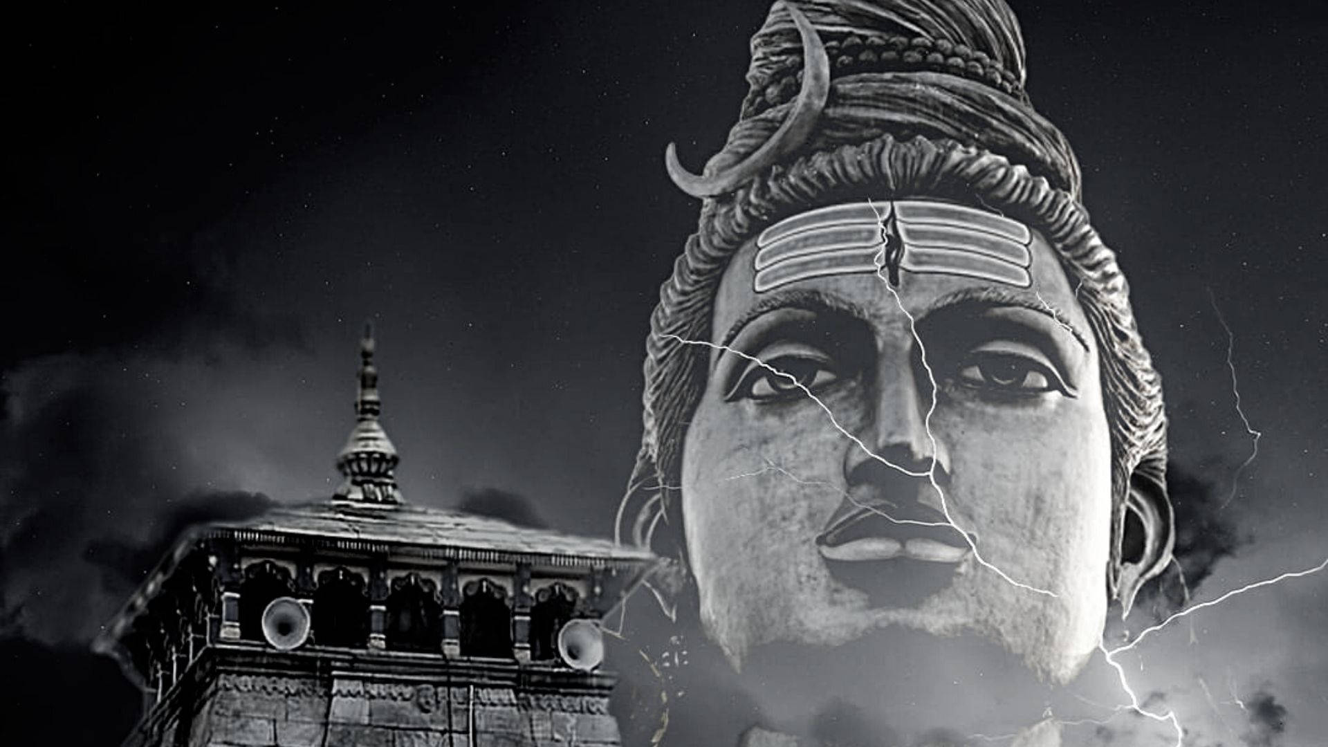 1920x1080 Download Dark Shiva Faded Head Temple Wallpaper