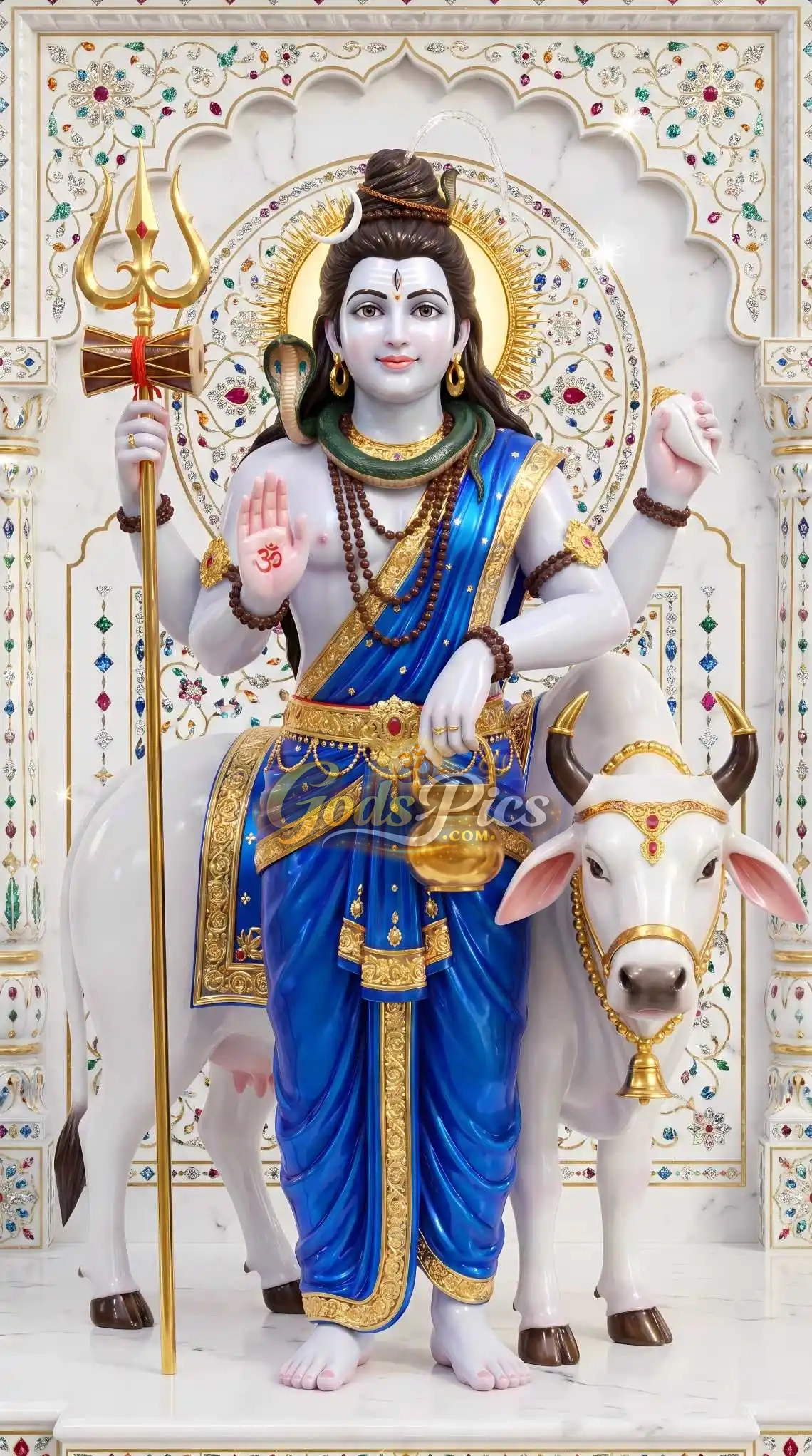 1140x2043 Lord Shiva Full HD Marble Art Wallpaper (2 Image)