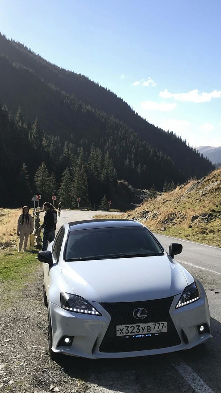 736x1309 White Lexus ISF parked next to a mountain forest. Lexus drift car, Lexus is 200