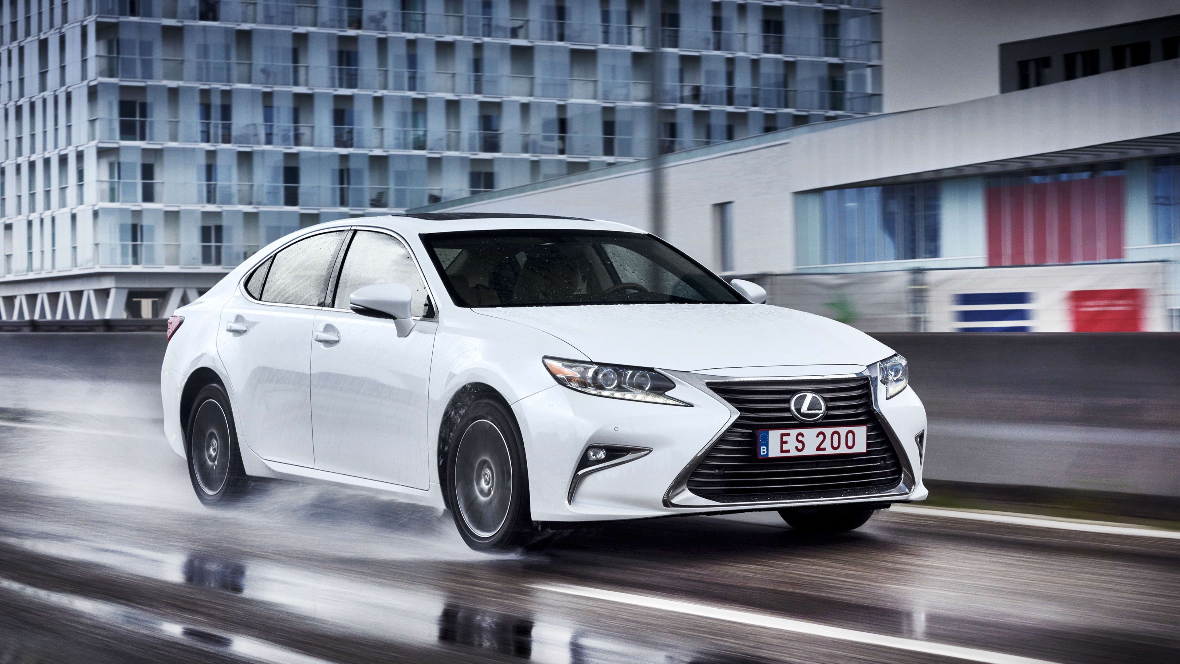 3840x2160 Wallpaper Lexus ES 200 white car, speed, rainy day 3840x2160 UHD 4K Picture, Image