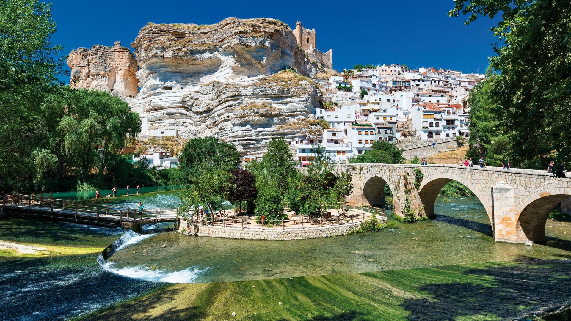 1920x1080 Albacete Bridge Castilla la Mancha Spain Blue Sky Background HD Travel Wallpaper