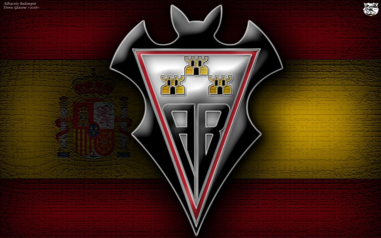 1280x800 Download wallpaper Albacete Balompie FC, logo, 4k, football lawn, Spanish football club, LaLiga black and white lines, grass texture, Segunda, Division B, Albacete, Spain, football for desktop free. Picture for desktop free