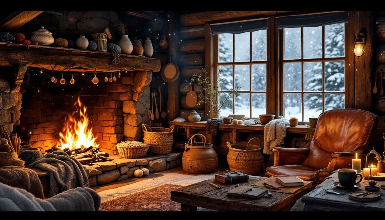 1344x768 Download Cozy Fireplace Warmth Image, Cabin, Cozy