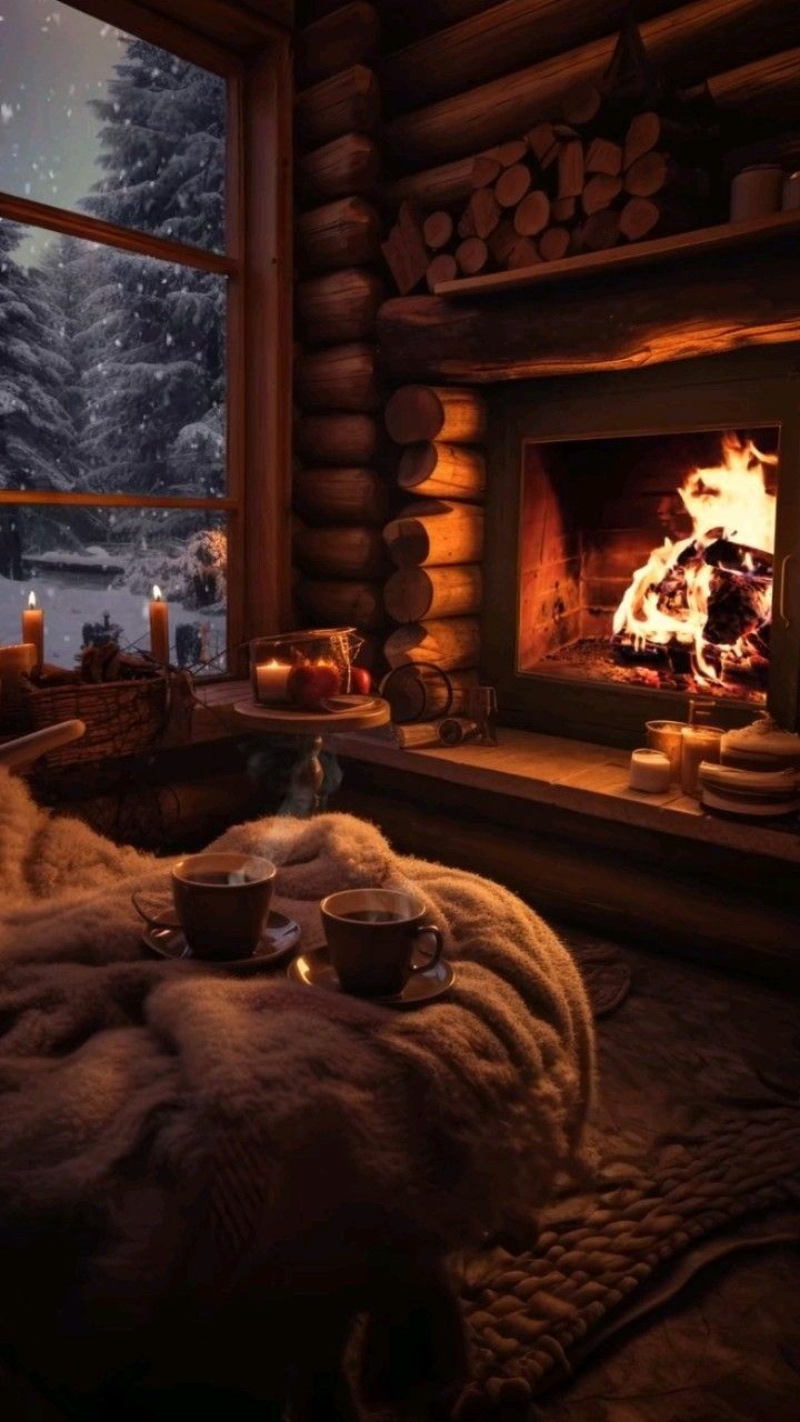 720x1280 Black Fireplace Wallpaper Wonderland for Cozy Living Rooms. Cozy fire gif, Cozy cabin gif, Cozy winter cabin window view