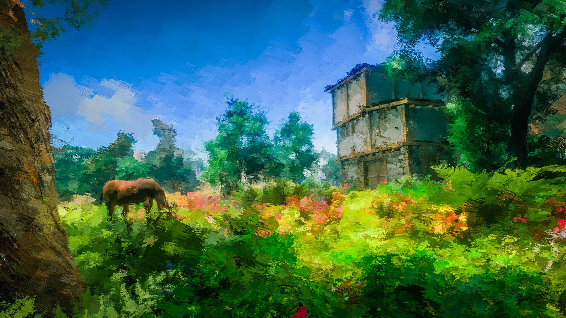 1920x1080 Cottage in the woods