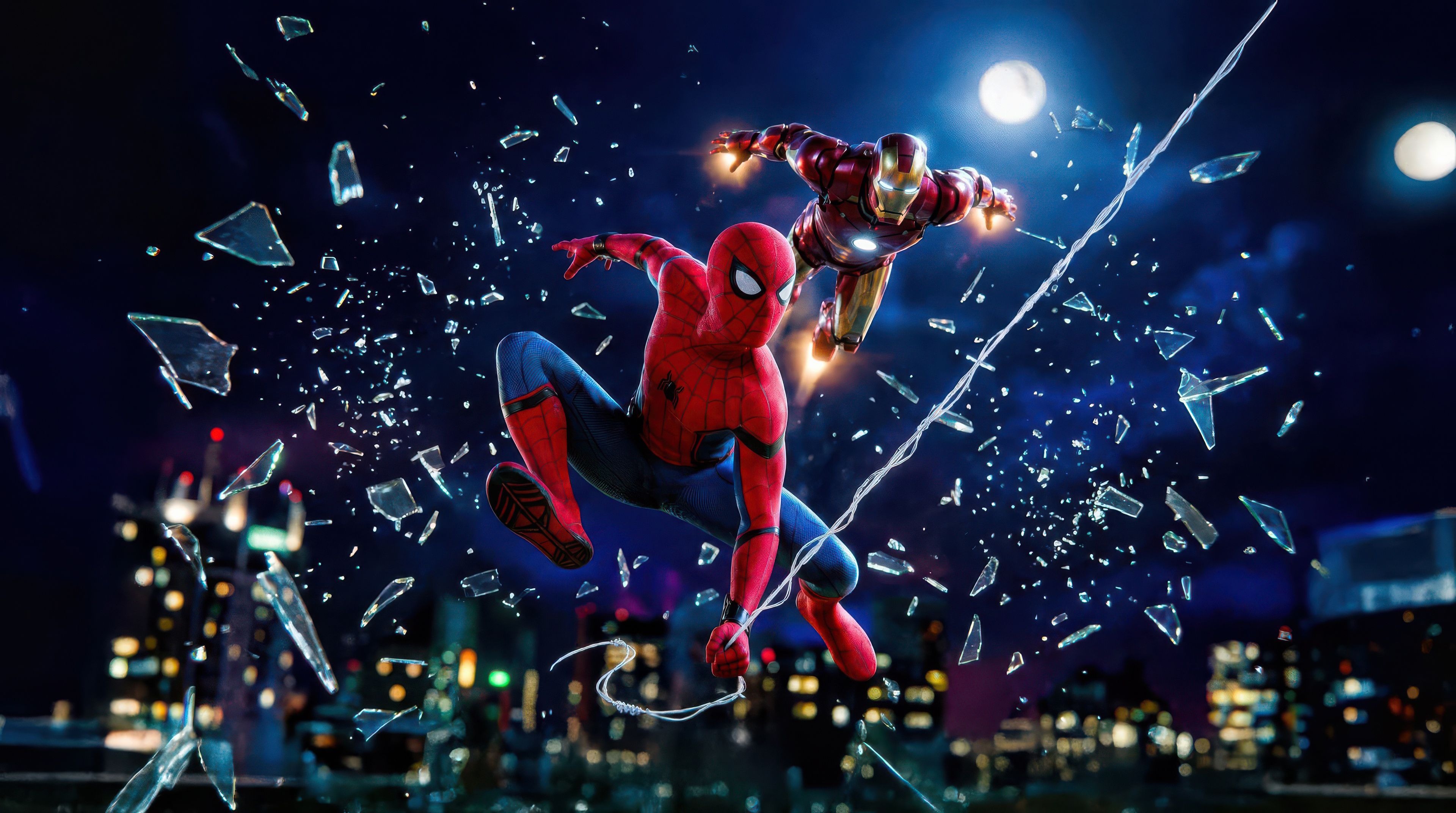 3840x2143 Spiderman X Iron Man Skyline Watcher Wallpaper, HD Superheroes Wallpaper, 4k Wallpaper, Image, Background, Photos and Picture