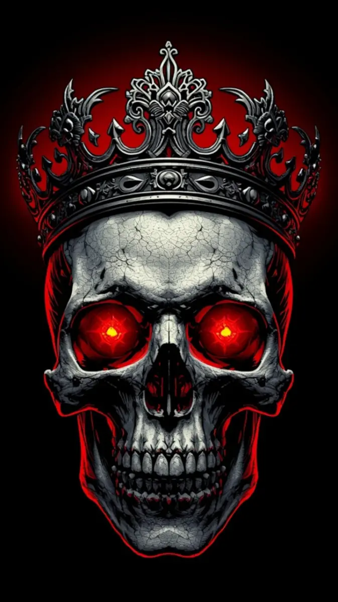673x1198 King Skull Crown Wallpaper. Dark Gothic Neon Red Aesthetic Power Vibe wallpaper