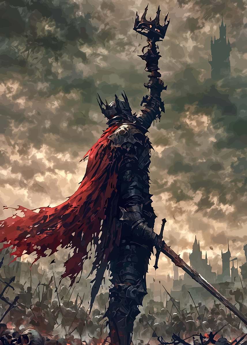 857x1200 Dark Knight King with Crown and Sword