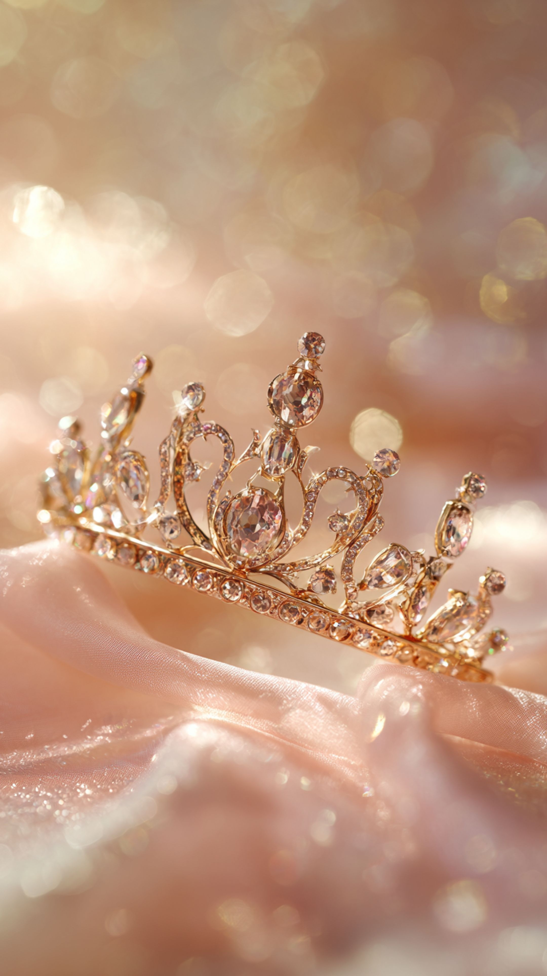 2160x3854 Sparkling Crown on Pink Fabric Background Wallpaper [2dcbf1e7cbd94ff18606]