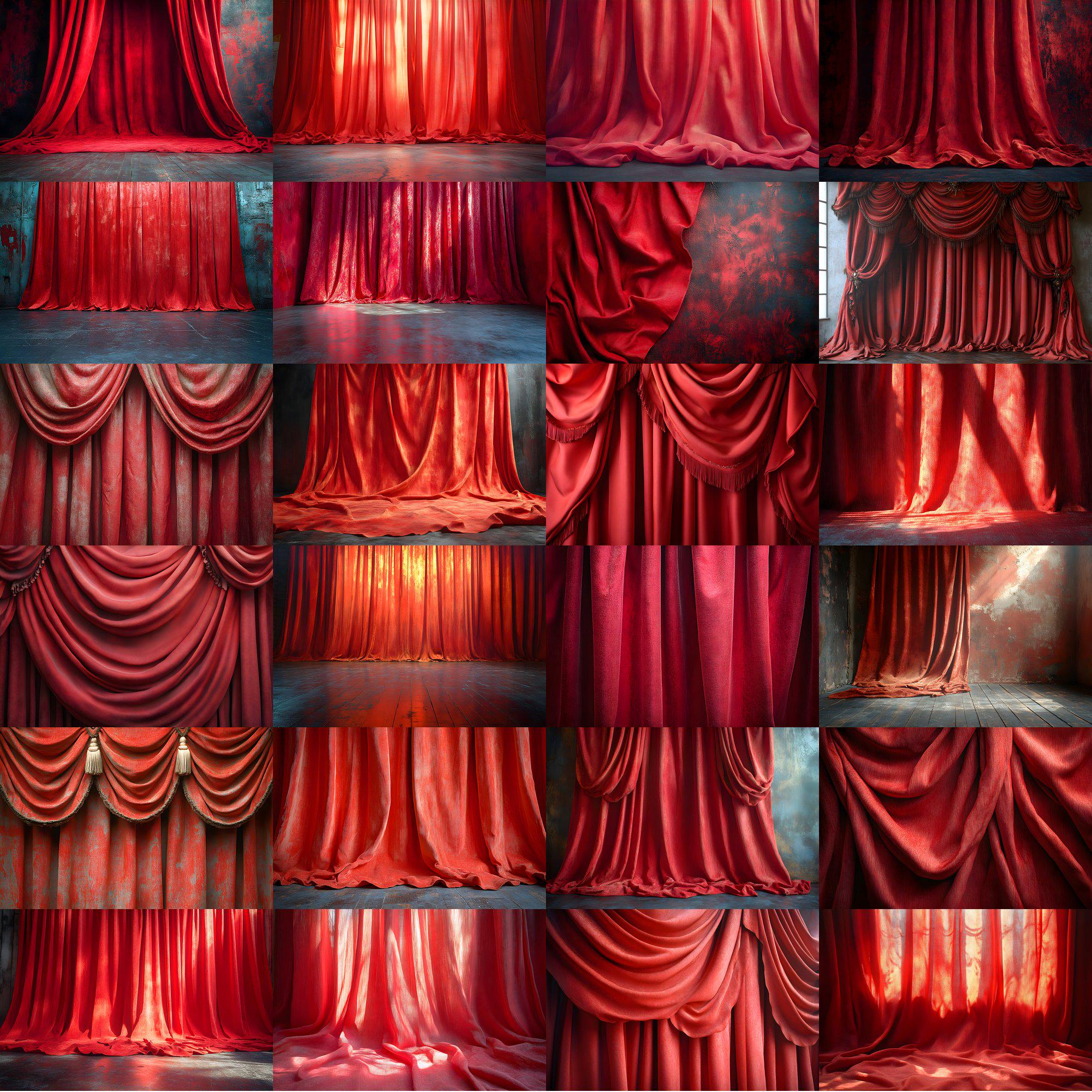 2000x2000 Vintage Red Curtain Digital Backdrop Velvet Drapes for Photo