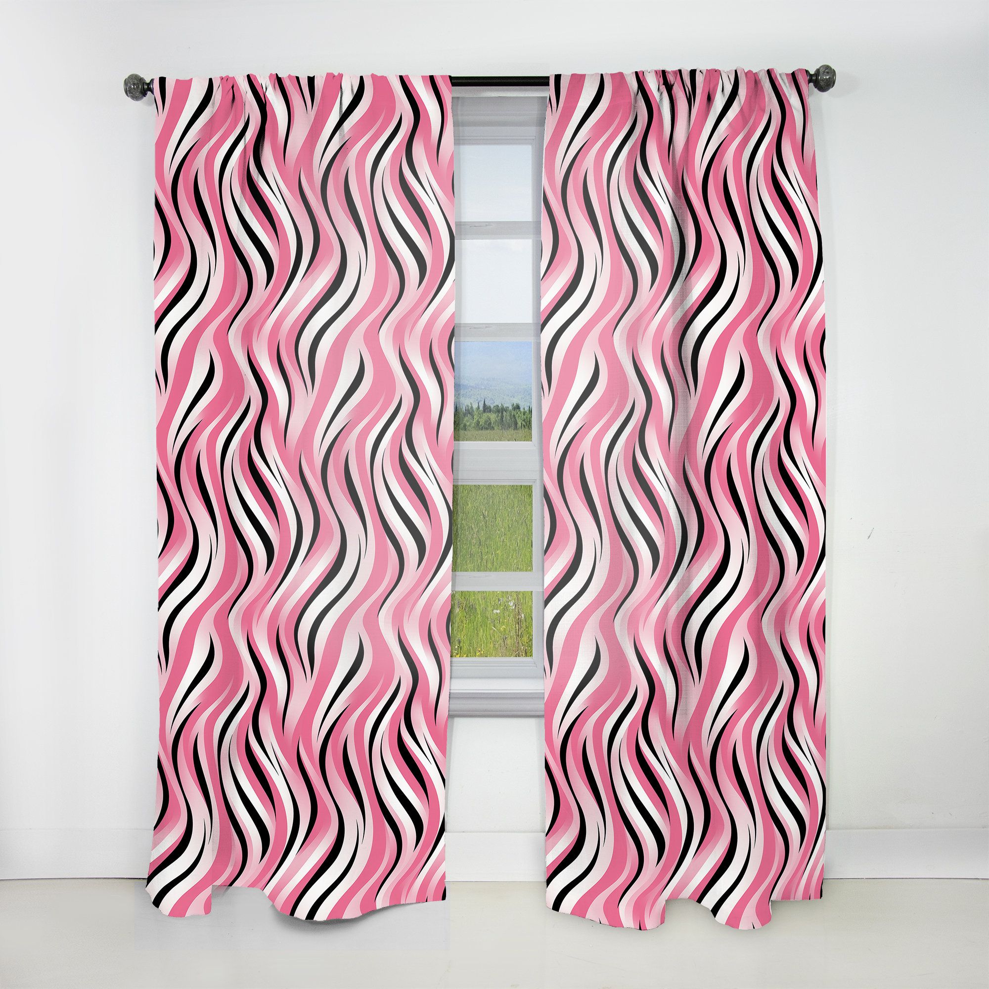 2000x2000 Designart Pink Zebra Wallpaper Stripped Curtain Darkening Striped Curtain Panel x 108 in