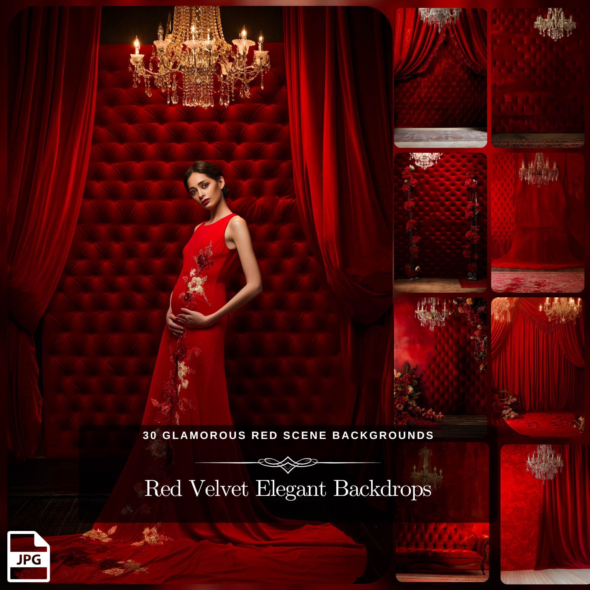 2000x2000 Red Velvet Backdrop Set: 30 Luxurious Digital Velvet Curtains Photo Background for Maternity Fine Art Photography Instant Download JPG Files New Zealand
