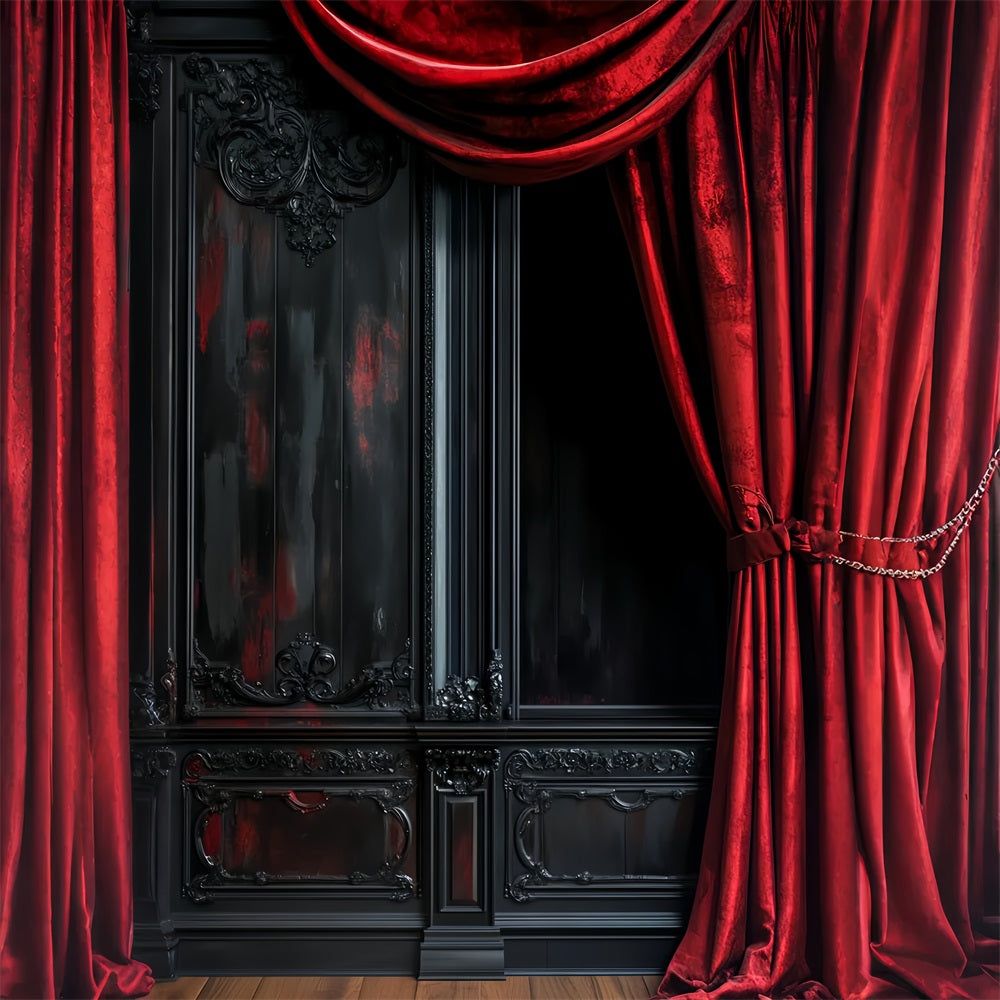 1000x1000 Halloween Color Backdrop Dark Velvet Red Drapery Halloween Picture Backdrop LXX59- 5'W*7'H(1.5*2.2m)