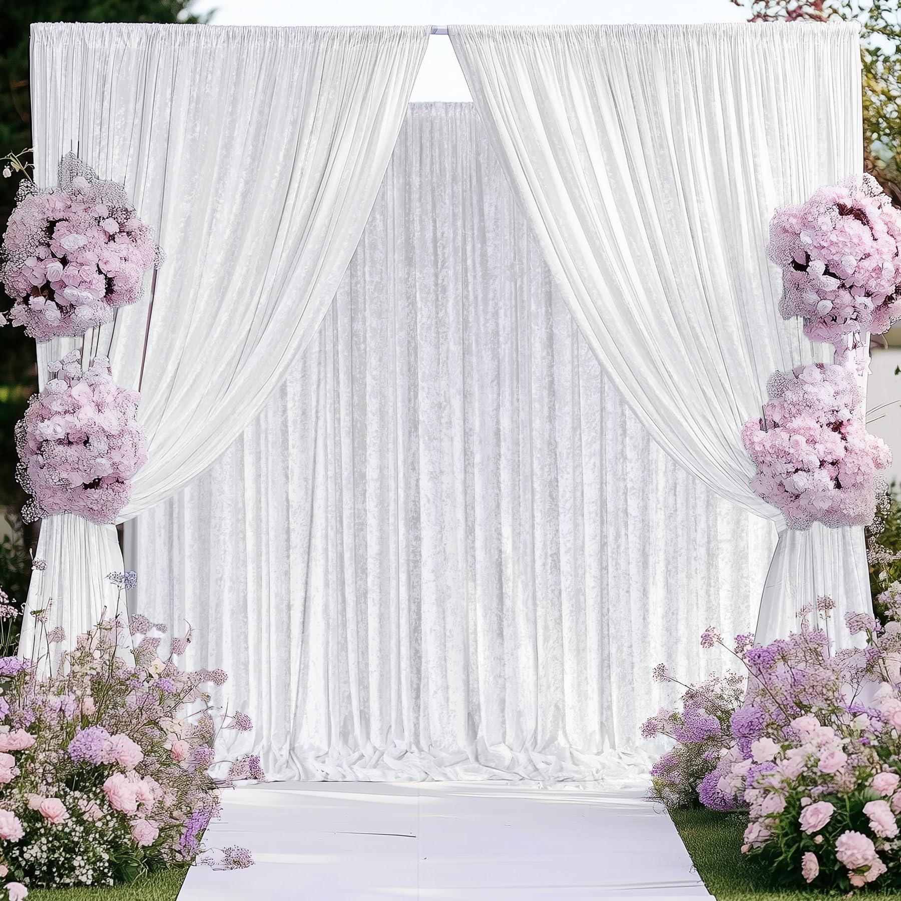 1800x1800 Amazon.com : 10×10ft White Velvet Backdrop Curtain for Party, Wrinkle Free Thick Velvet Drapes for Backdrop, 2 Panels 5×10ft Velure Curtains for Backdrop Wedding Birthday Baby Shower Stage Photo Background