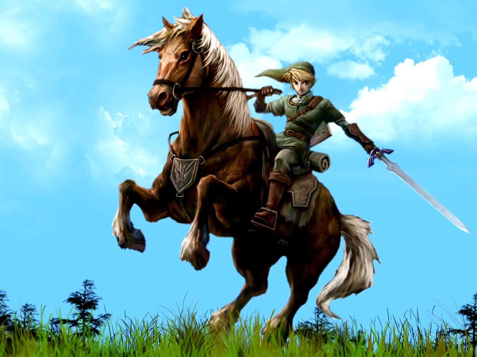 1600x1200 Download The Legend of Zelda: Epona Riding Across The Scenic Fields Wallpaper