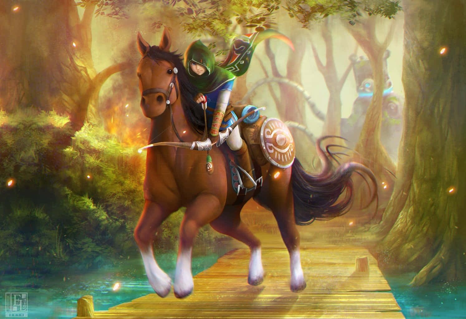 1495x1024 Download The Legend of Zelda in a Majestic Landscape Wallpaper