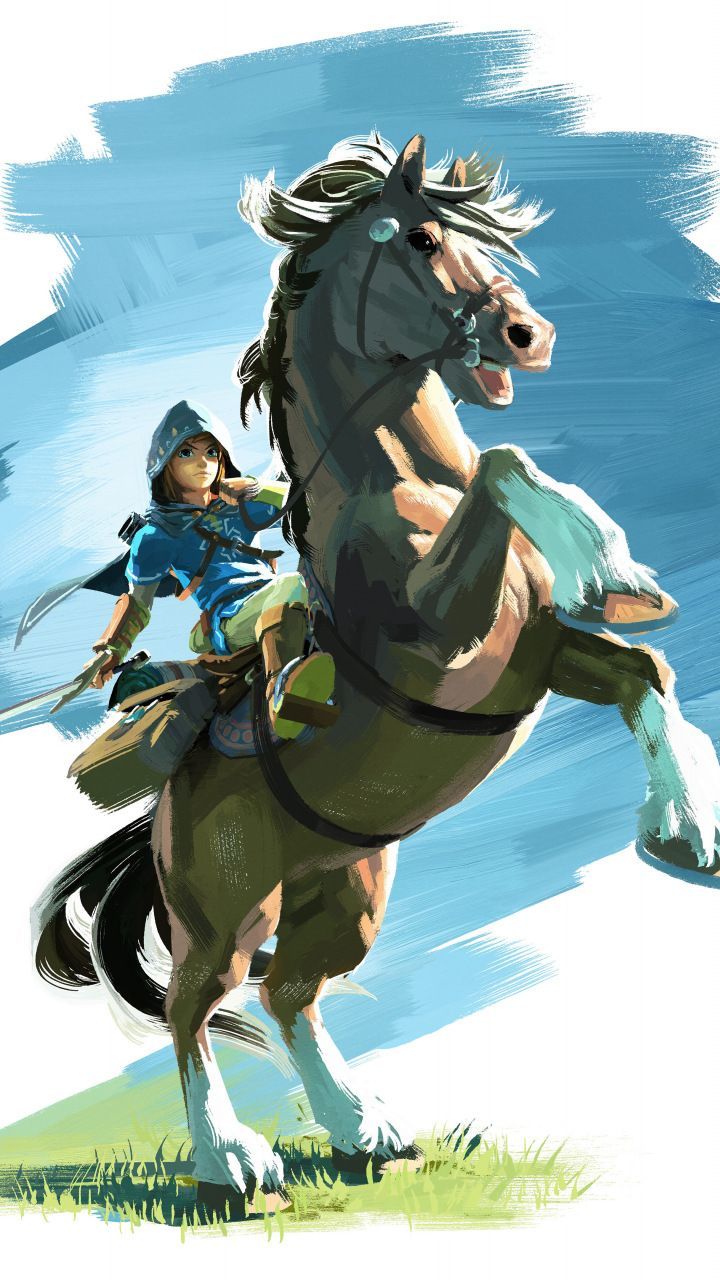 720x1280 The Legend of Zelda: Breath of the Wild, video game, horse ride, 720x1280 wallpaper. Zelda horse, Link on epona, Zelda botw computer wallpaper