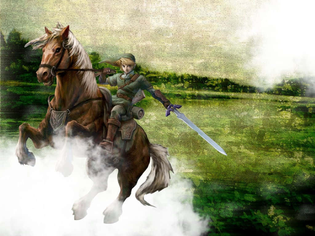 1024x768 Download The Legend of Zelda's Hero, Link, Riding Epona Wallpaper