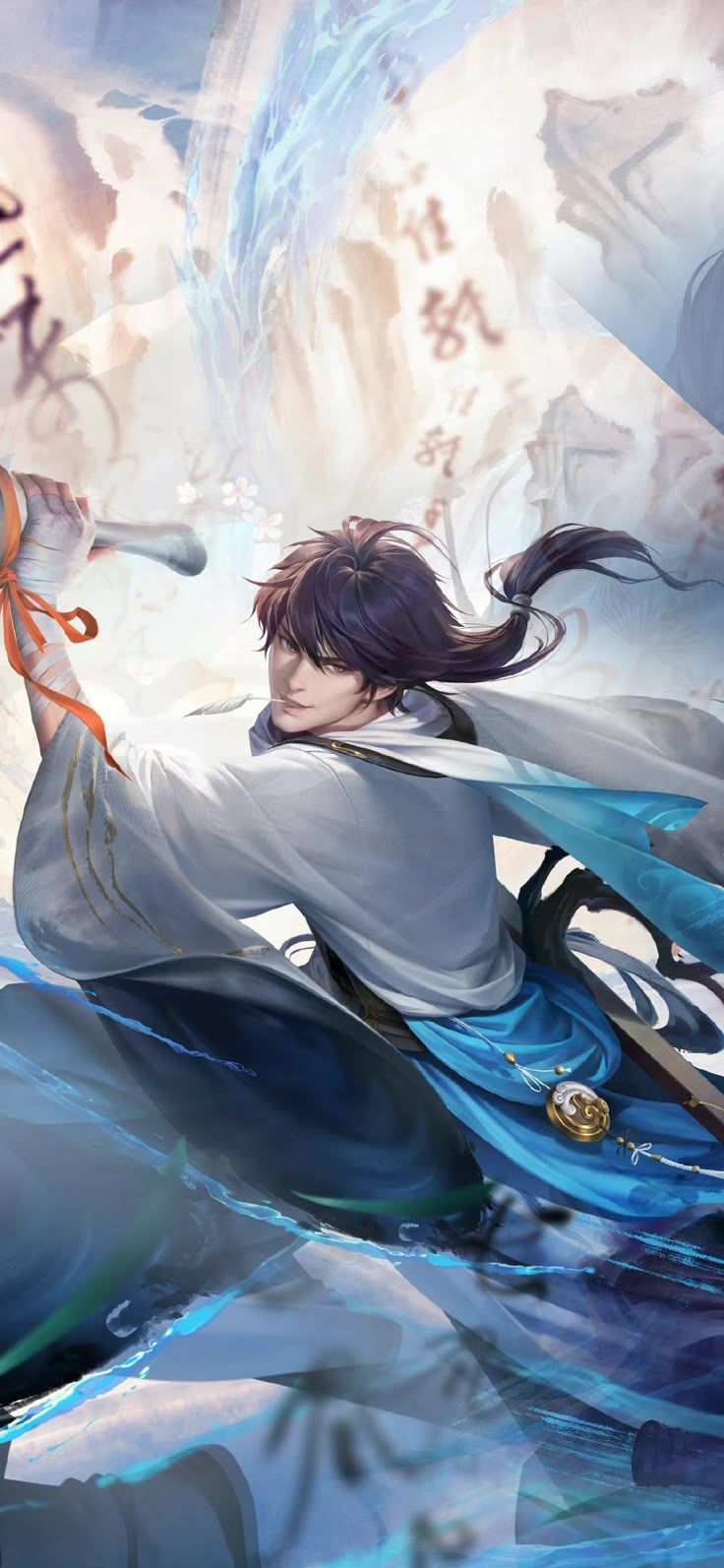 736x1593 Li bai honor of kings. Prince zen wallpaper, Male splash art, Character art
