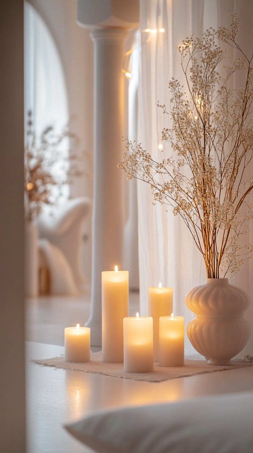 816x1456 Download Cozy candle display Image, Cozy, Warm