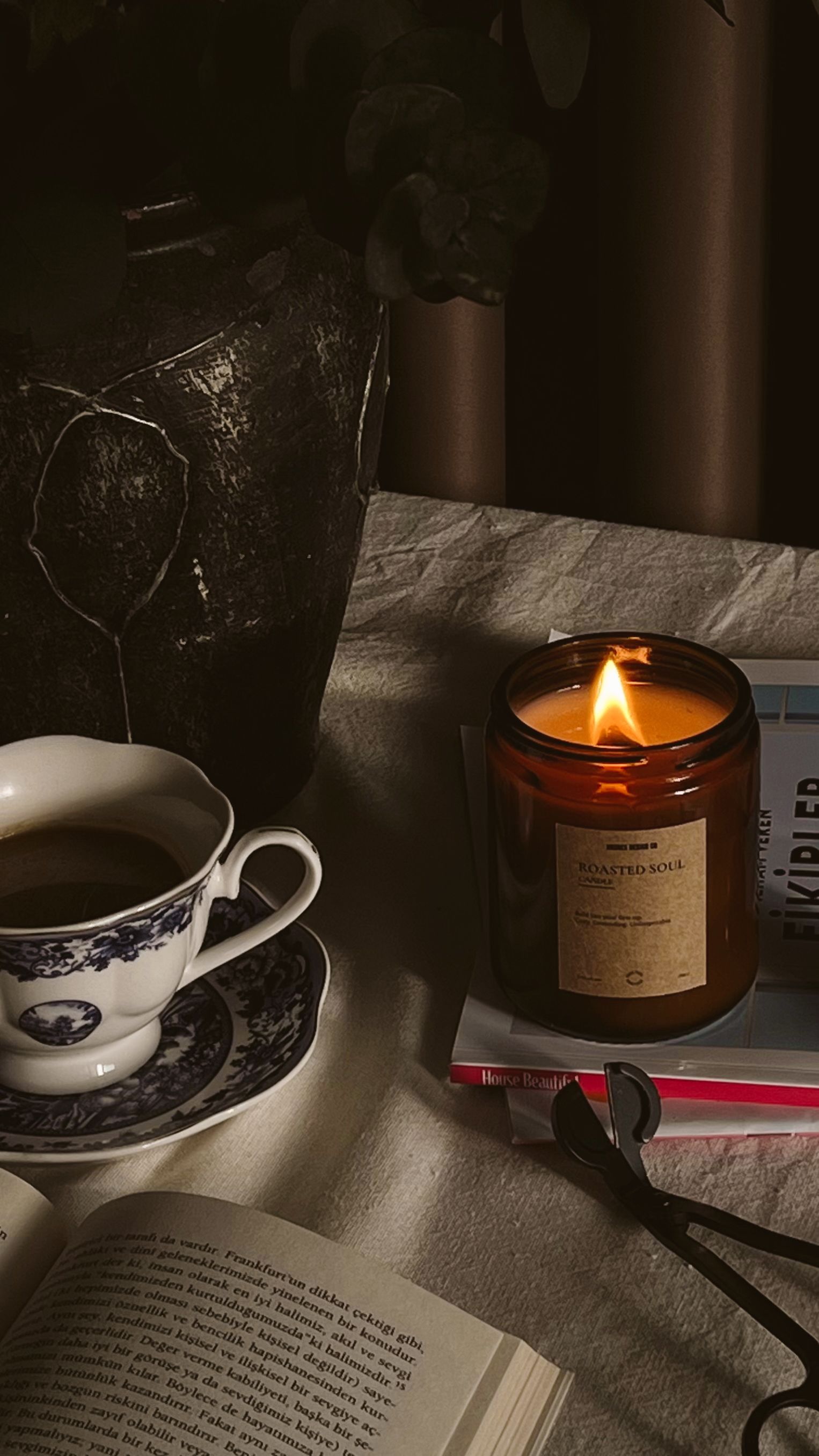 1526x2712 Cozy Still Life with Candle and Coffee · Free