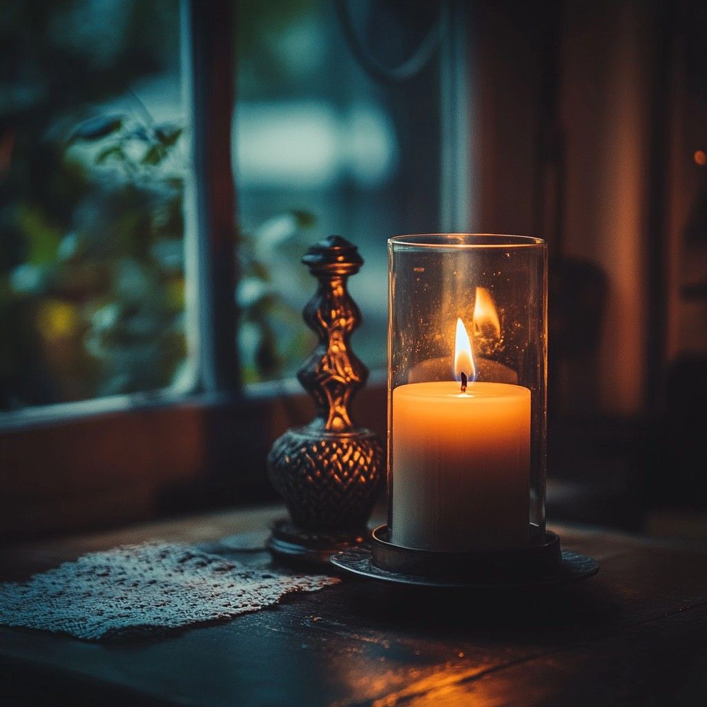 1024x1024 Download Cozy candle evening Image, Evening, Cozy