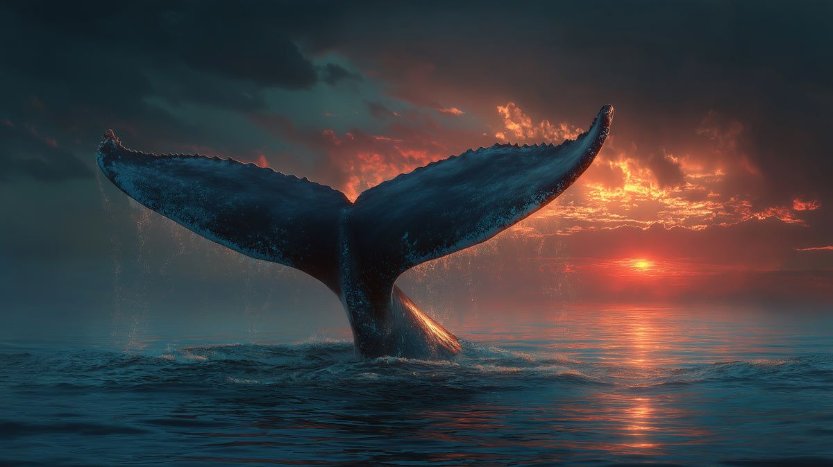 1200x673 Sunset Whale Fluke Mural Wallpaper
